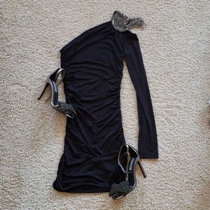 One shoulder embellished mini dress